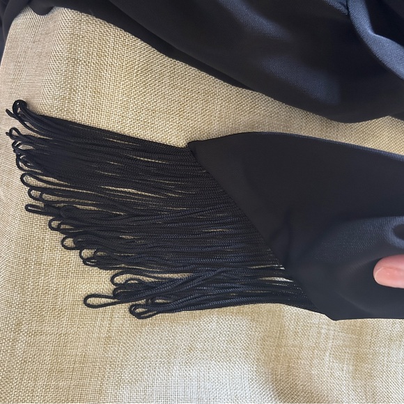 Le Chateau & Roxy Earle Colab beautiful black jumper. long waist ties, lined - Picture 9 of 11